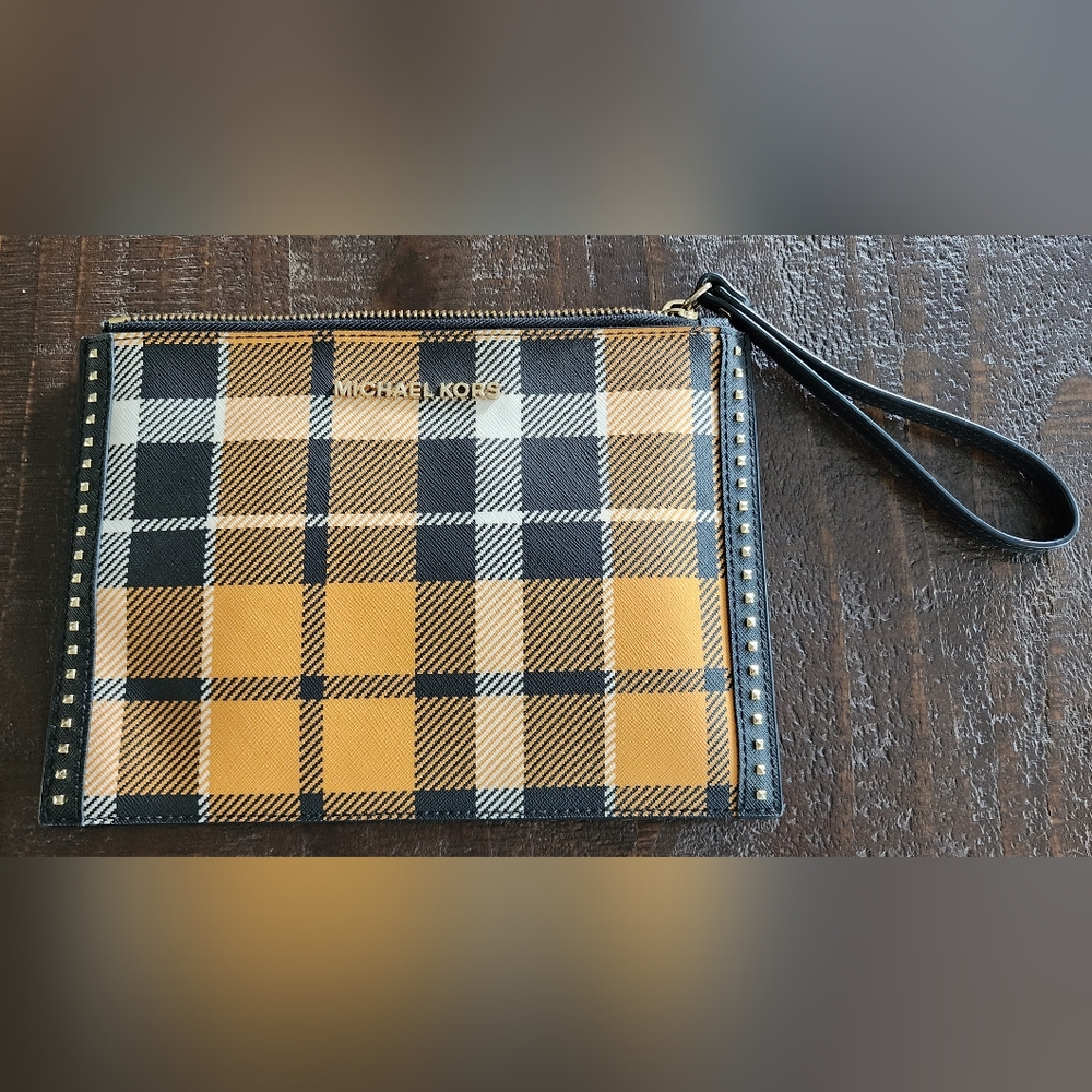 Michael Kors plaid wristlet